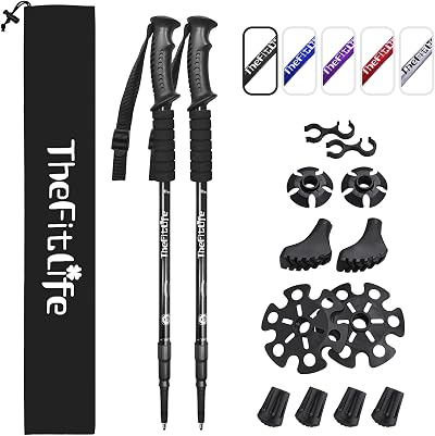 TheFitLife Hiking Trekking Poles 2 Pack Antishock Quick Lock Telescopic