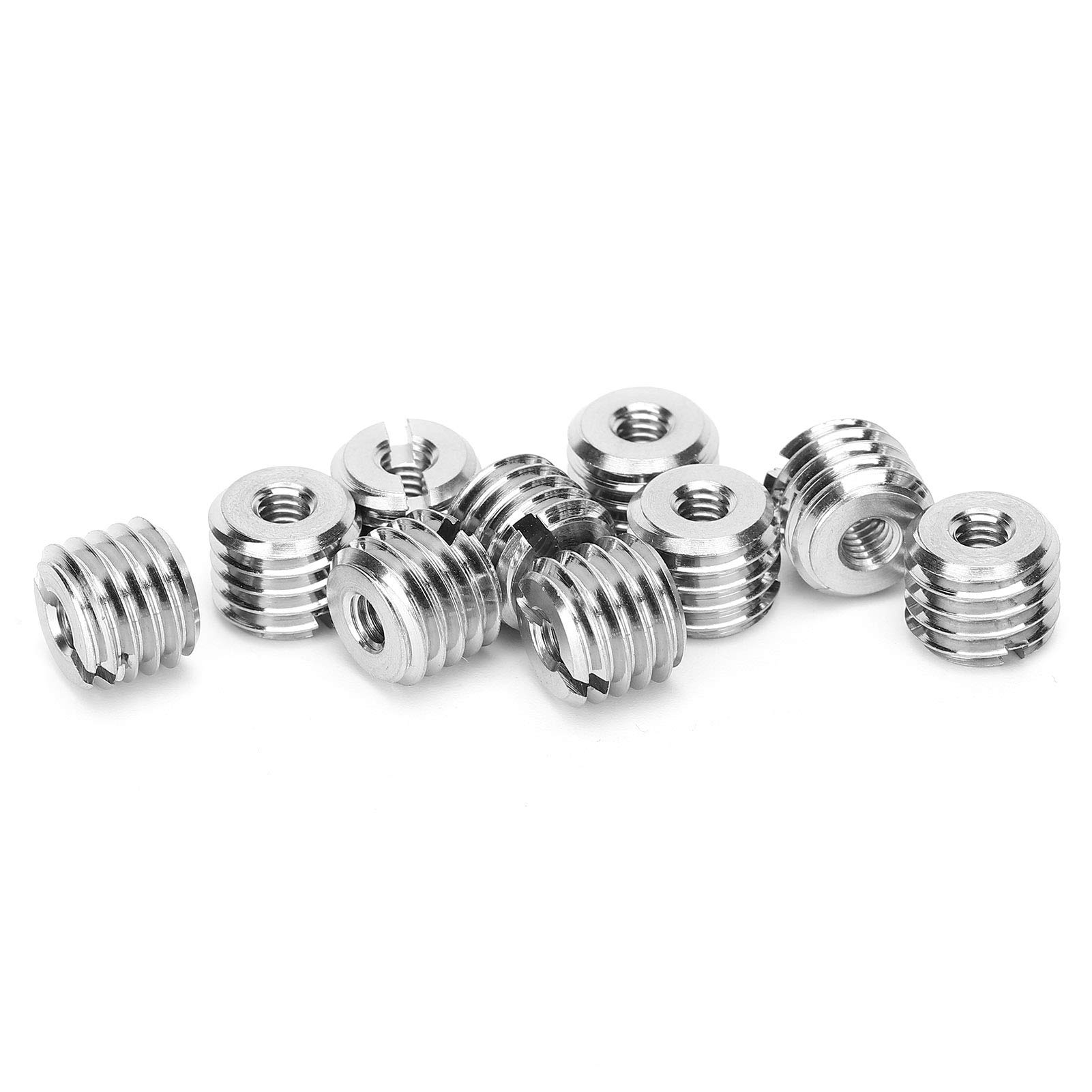 Pack Of 10pcs Slotted Thread Insert Nut, Stainless Steel Fasteners, M4x0.7mm/M10x1.5mm Thread, 8mm Length, Screw Sleeve Conversion Nut