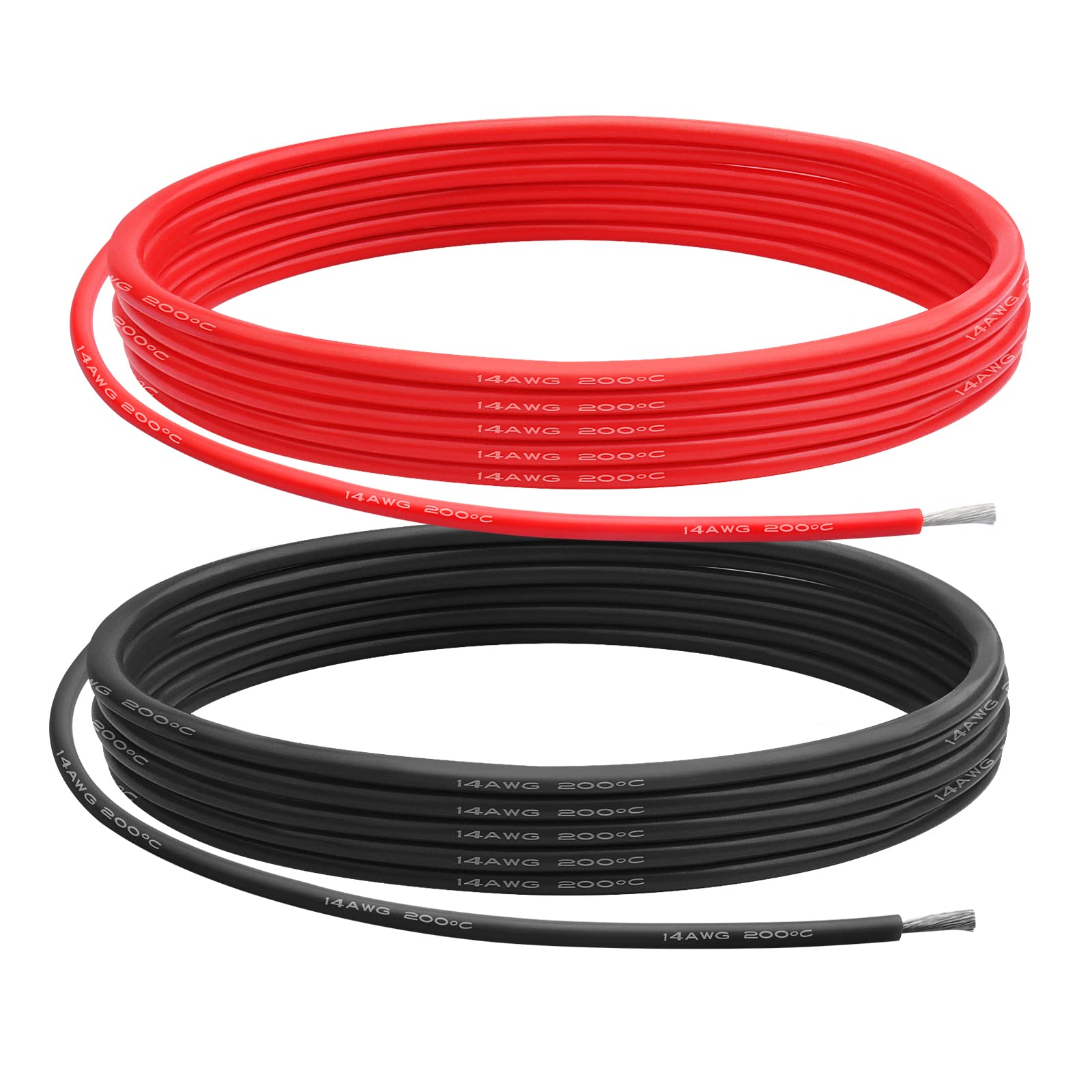 14 AWG Gauge Silicone Wire Electrical Cable（2.5m red &2.5m black） Soft & Flexible 0.08 mm Tinned copper core High temperature resistant silicone wire For Arduino Projects, RC Cars, Boat, Drones etc. — image 1