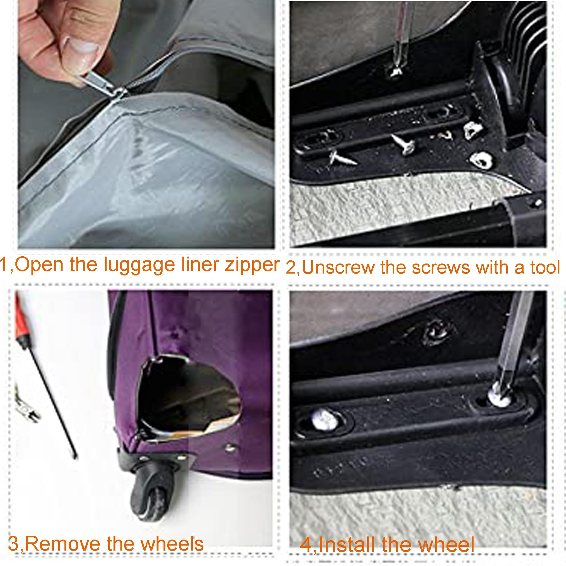 Zoofen Replacement Luggage Wheel Repair Suitcase Bag Parts Spinner Wheels Casters for Travel Customs Box W044 (A Set 4PCS)