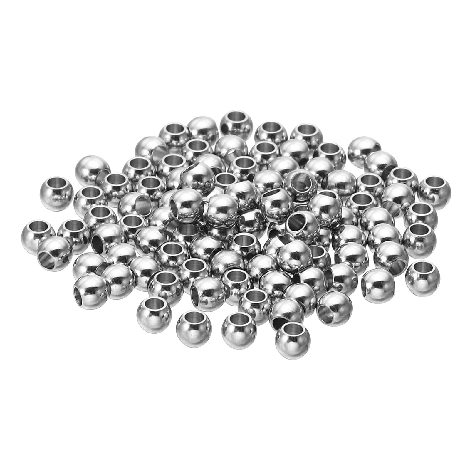 PATIKIL Smooth Round Spacer Beads, 100 Pcs 4mm OD 2mm ID 304 Stainless Steel Loose Balls Spacers Metallic Seamless Ball Beads for DIY Bracelet Necklace Earring Jewelry Making, Silver