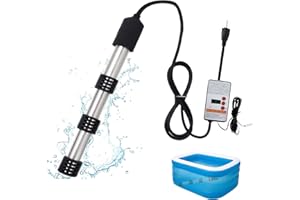 ZEJOOT 2000W Immersion Water Heater, Portable Bucket Heaters with Stainless-Steel Guard, Thermostat & Digital LCD Thermometer, Submersible Water Heater for Pool, Bathtubs, Camping, Heats 5 Gallons in Minutes