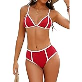 geluboao Bikini Sets for Women Two Piece Color Block Swimwear Sexy Triangle High Cut Swimsuit
