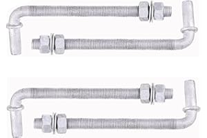 Dailydanny J-Bolt Post Hinge with 5/8" Hinge Pin Galvanized Post Gate Hinge for Chain Link Fence, Washers & Nuts Included (8" (4 Pcs))