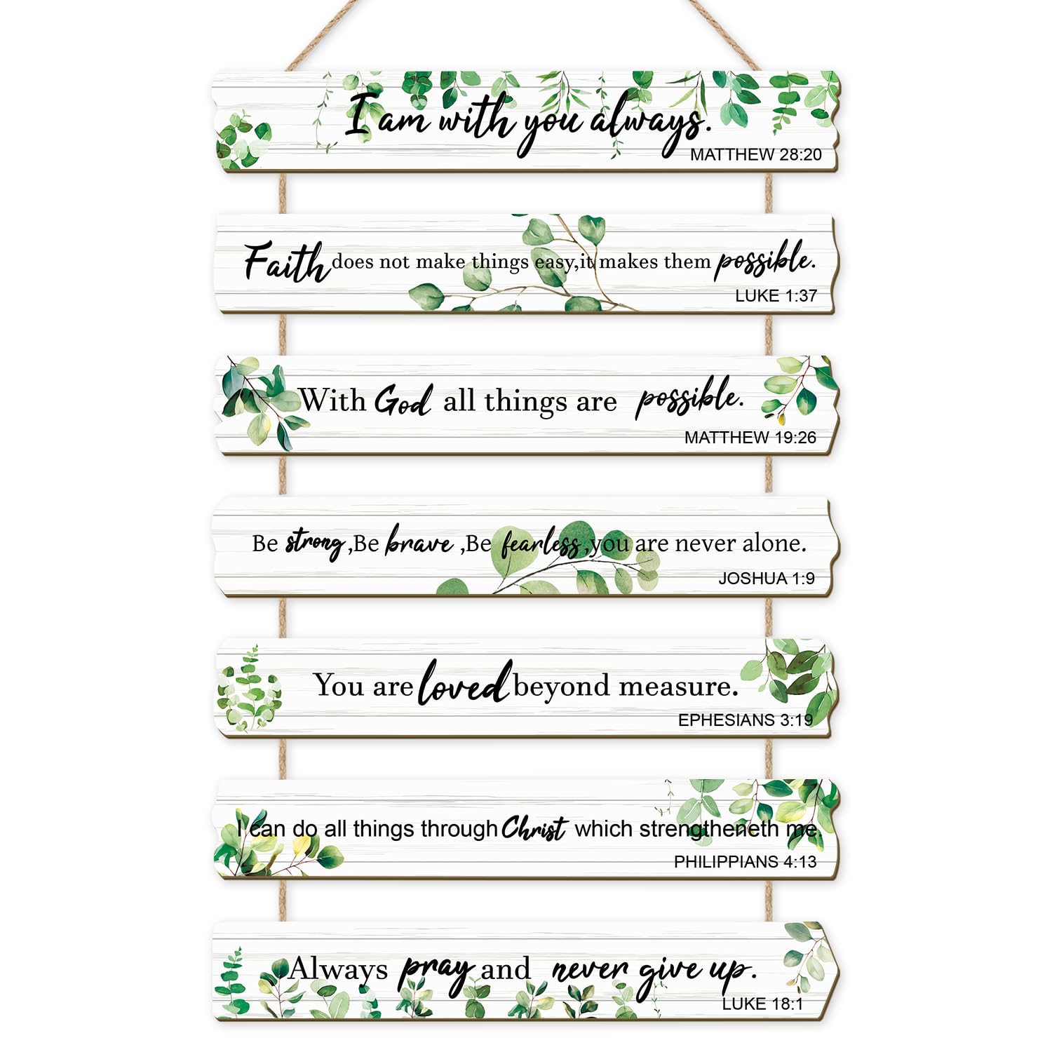 HPNIUB Bible Verse Wood Sign,Green Leaves Christian Wall Art,Bible Verse Wooden Plaques(28x4.3cm),Inspirational Plaque Wall Decor Farmhouse Christian Accessories for Home,Kitchen,Office Decor — image 1