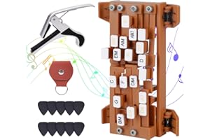 FormiPow Guitar Chord Presser, 16 Chords Presser Guitar, Guitar Chord Helper with Pick & Capo, Guitar Learning Aid Tool Kit for Beginners (Brown)