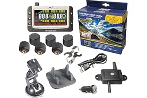 TST TRUCK SYSTEM TECHNOLOGIES TST 507 Tire Pressure Monitoring System with 6 Cap Sensors and Color Display for Metal/Rubber Valve Stems by Truck System Technologies, TPMS for RVs, Campers and Trailers