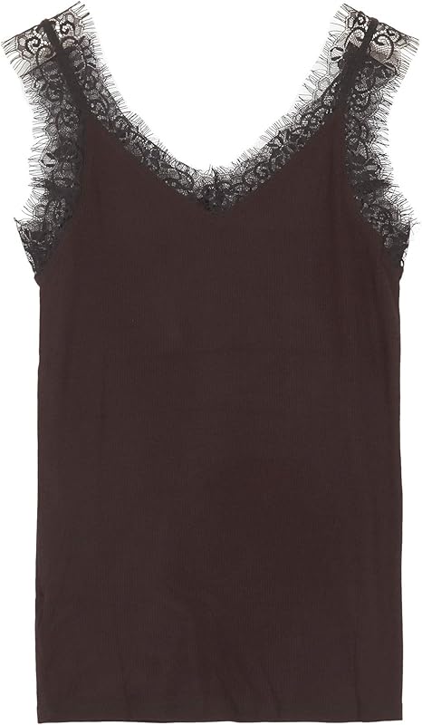 Amazon 神戸レタス レース ストラップ リブ タンクトップ C4611 レディース 無地 ワンサイズ M ブラック Tシャツ カットソー 通販