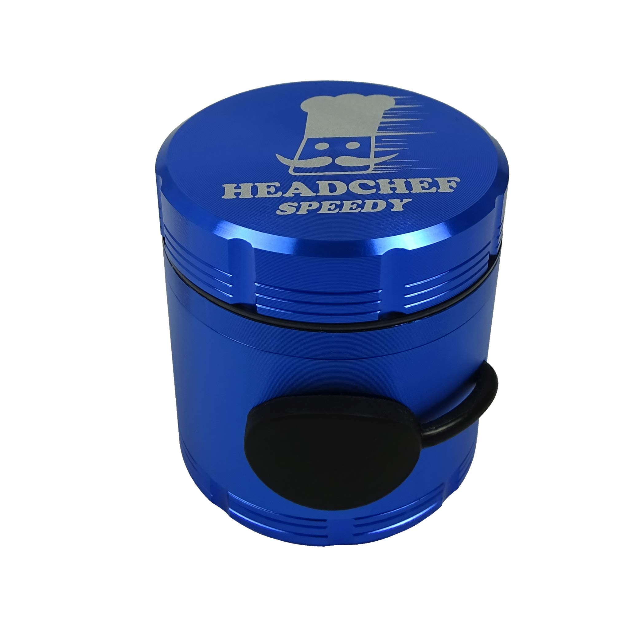 Headchef Speedy 50mm, 4 Piece Grinder, Quick Release of Herbs, Metal Herb Grinder with Sifter Scraper (Blue)