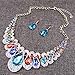 XARAZA Crystal Glass Water Droplets Large Stones Necklace and Stud Earrings Set for Women (Muticolor)