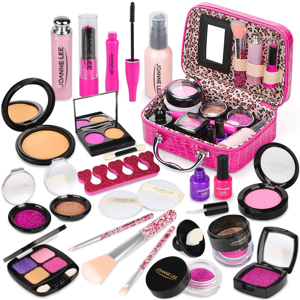 Pretend Makeup Toy Set - 22 PCS Safe Non-Toxic Fake Make Up Set Cosmetic Beauty Kit Role Play Gift for Little Girls Kids Children Age 3 4 5