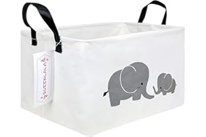 QUEENLALA Rectangular Laundry Hamper/Foldable Nursery Laundry Basket for Organizing/Storage Bin Baskets/Children Toy Office Bedroom/Toy Bin Closet Shelf Baskets（Rec-Parent-child elephant）