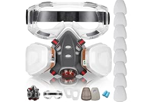 XIANZHO Reusable Half Face and Full Face Gas Mask with Activated Carbon Filter Against Organic Vapor/Dust/Chemical