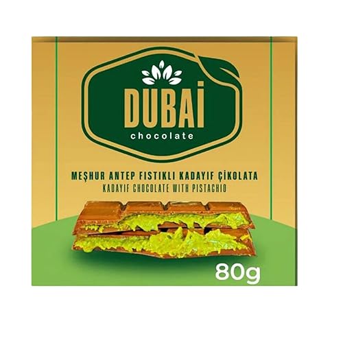 Dubai Chocolate Bar with Kadayif and Pistachio Cream 80g Dubai Kunefe knafeh Blend Cream Chocolate Small Gifts for Snack Treats Kids Family & Friend (Pack of 1)