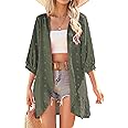 Yekaty Cardigan for Women 3/4 Sleeve Lightweight Summer Kimono Cardigan Loose Beach Cover Up 2025