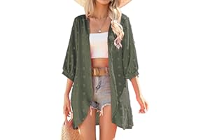 Yekaty Cardigan for Women 3/4 Sleeve Lightweight Summer Kimono Cardigan Loose Beach Cover Up 2025
