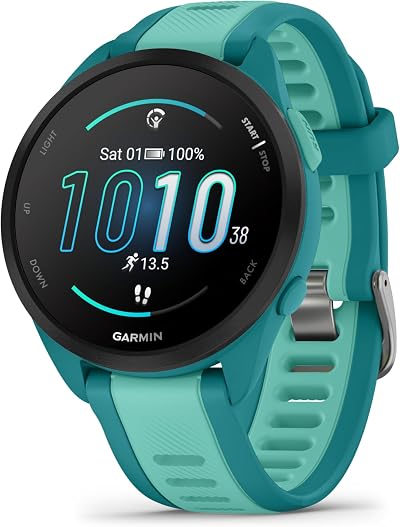 Garmin Forerunner 165 Music GPS Running Smartwatch 43mm AMOLED Aqua 11 Day