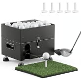 Range Reload Golf Ball Dispenser, Automatic Golf Ball Tee Up Machine for Driving Range, Golf Ball Launcher with 5 Rubber Tees - 60 Balls Capacity, Golf Training Equipment &amp; Golf Simulator Accessories