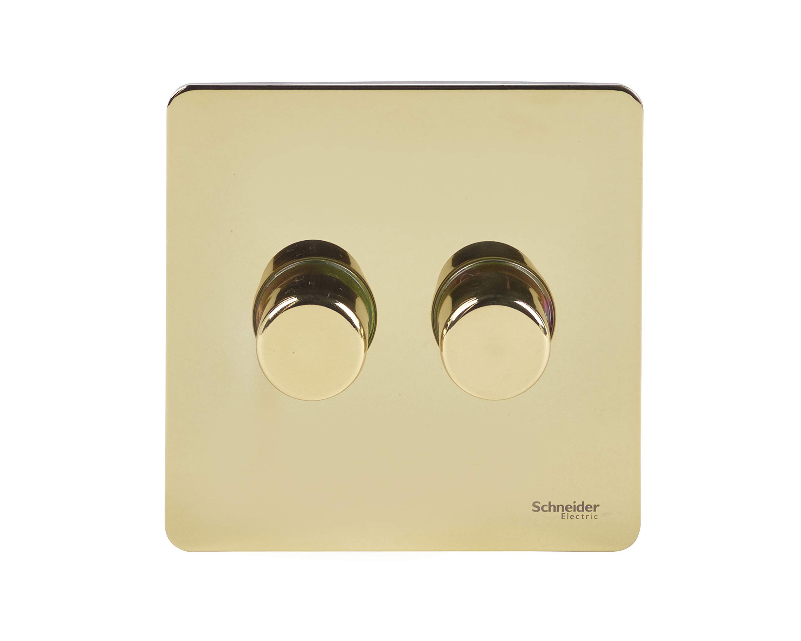 Schneider Electric - Ultimate screwless flat plate (USFP) Removable front plate for ease and efficient decorating. - Wiring Devices Polished Brass - GU6422CPB, 2 Gangs