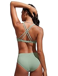 CRZ YOGA Womens V Neck Bikini Tops Twist Front