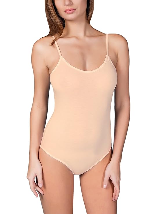 VEDATS Damen Body Spaghettiträger Top Unterhemd Bodysuit