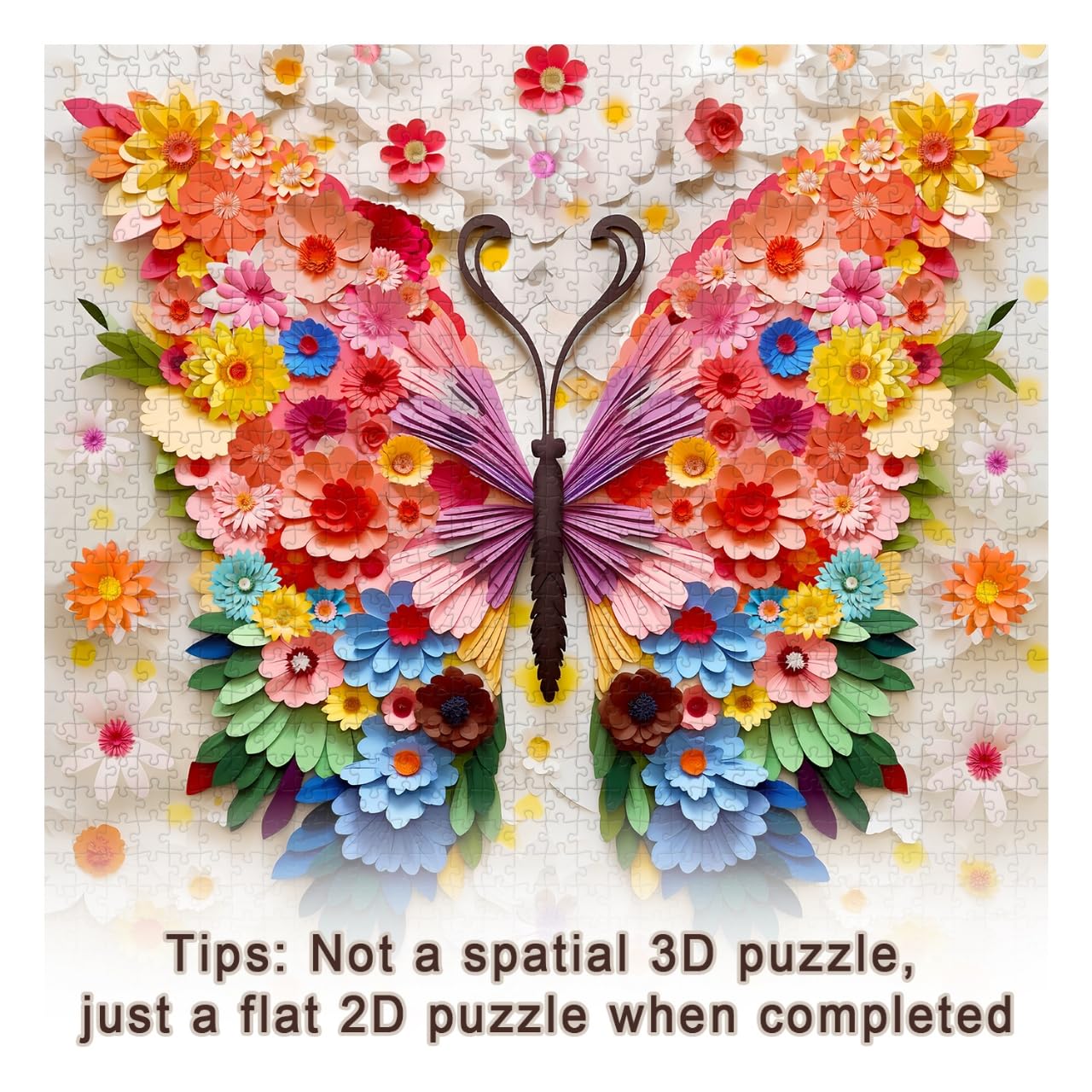 Butterfly Puzzles for Adults 1000 Pieces, Challenging Colorful Flower Butterflies Puzzles with Paper Art, Difficult Animal Plant Jigsaw Puzzles for Adults