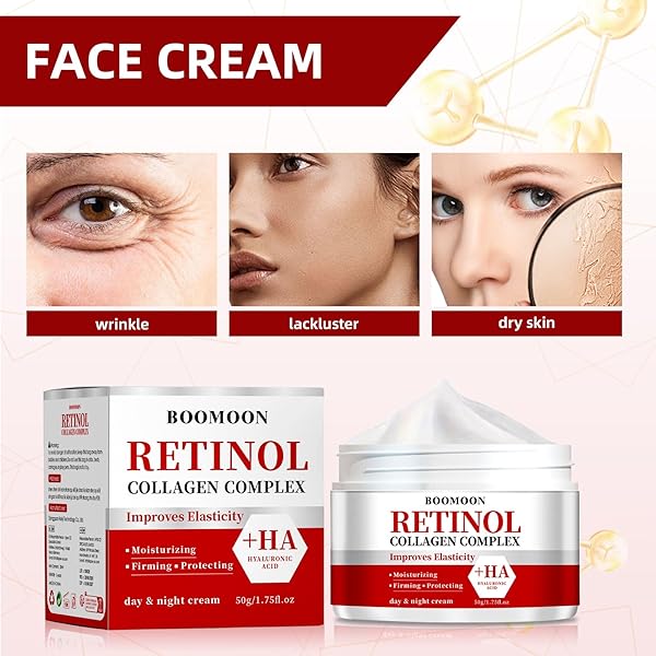 RETINOL COLLAGEN FACE CREAM WITH HYALURONIC ACID, WRINKLE CREAM FOR FACE, NECK WITH COLLAGEN HYALURONIC ACID, DAY & NIGHT MOISTURIZER FACE CREAM FOR MEN WOMEN, 1.75 OZ (1)