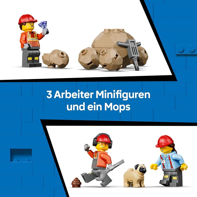 City Kipplaster und Schaufellader Spielzeuge - Baustellenfahrzeuge mit funktionierenden Funktionen und 3 Minifiguren - STEM Geburtstagsgeschenk für Jungen ab 8 Jahren - 60494 — Foto 6 von 8