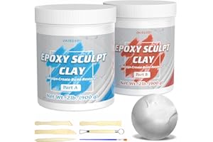 OAIEGSD 4 Pound White Epoxy Putty Sculpt Clay, 2 Part (A & B) Modeling Compound for Sculpting, Modeling, Building, Repairing, Self-Hardening Epoxy Clay Easily Repairs Metal, Wood, Tile, Ceramics, Plastic