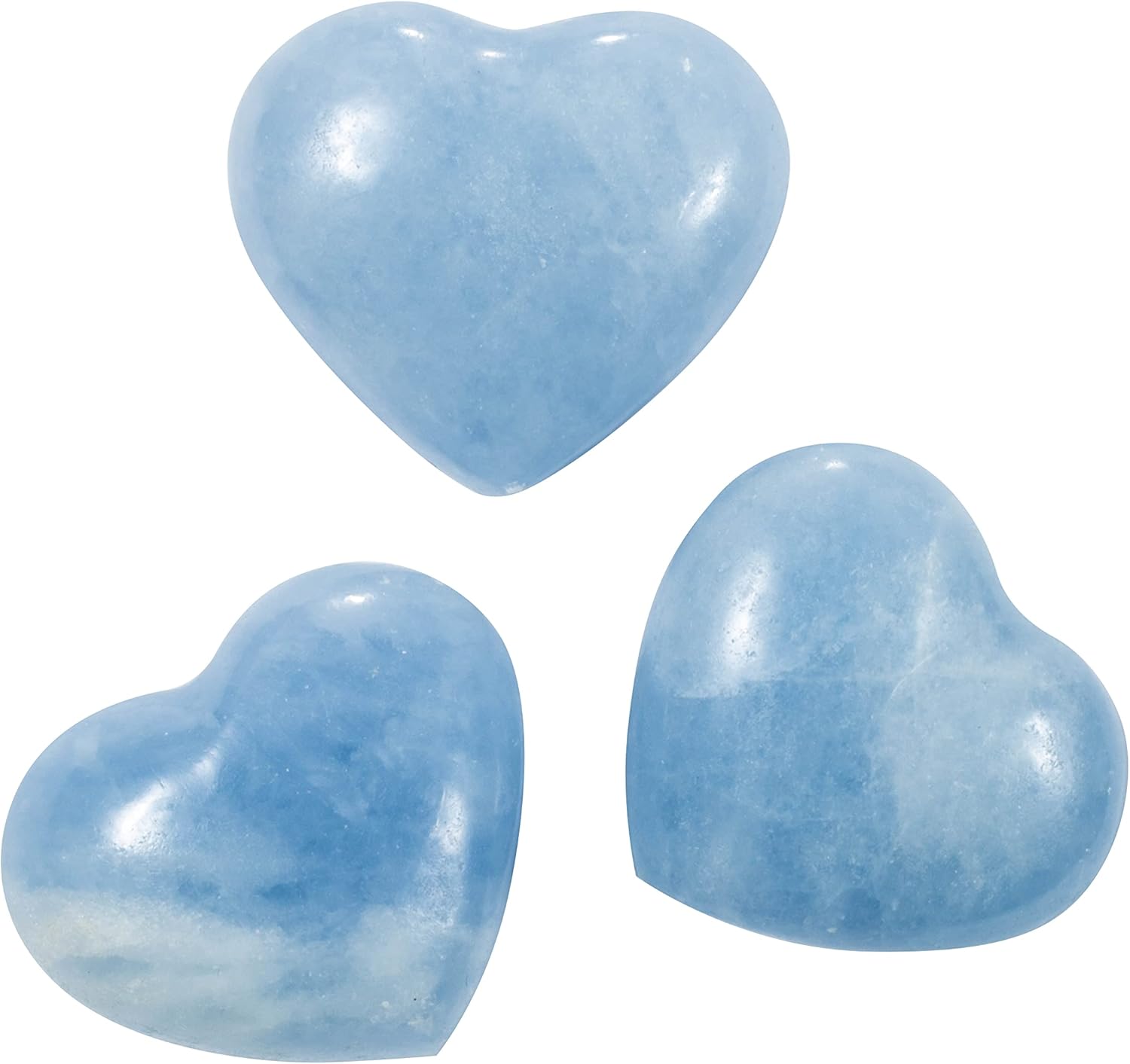 Indoor Fountains & Accessories - The Chrysalis Stone | Blue Calcite | Puff Heart Worry Stone | Size 1