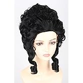 Lucoacos Black 18th Century Colonial Wig for Adult Women Victorian Queen Cosplay Wig