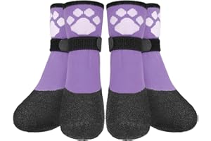 BEAUTYZOO Anti Slip Dog Socks Boots, Dog Shoes for Cold Winter Snow Rain Days,Waterproof Grip Dogs Booties Paw Protector for Hardwood Floor, Prevent Licking for Small Medium Large Puppy Senior Old Dog