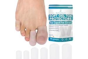 Byehambuni Gel Toe Protectors for Men and Women - 12 Pack Toe Covers - Toe Cap - Toe Sleeves - for Corns, Calluses, Blisters - Protects Toenails, Prevents Rubbing - Clear (4Large+4Small+4Pinky)