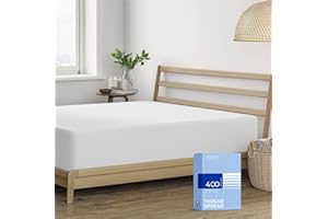 THREAD SPREAD 100% Cotton Fitted Sheet Twin Size - 400 Thread Count 16" Deep Pocket Twin Fitted Sheet Only, Soft Cooling Egyp