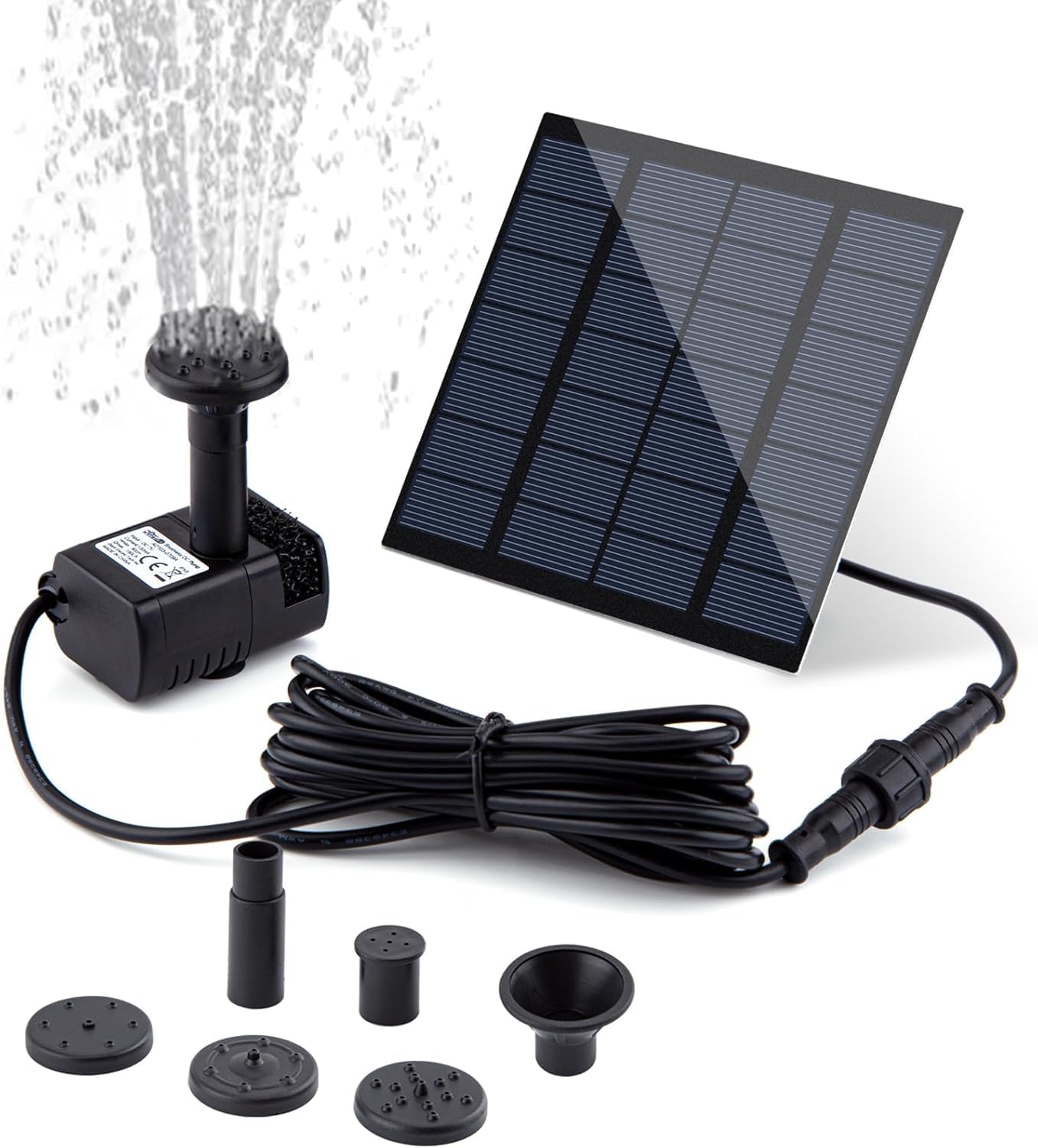 Sonhomay Solar Fountain, 1. 4W Solar Water Pump Kit, Solar Powered Water Fountain Pump with 5 Nozzles, High Efficient Solar Bird Bath Fountain for Bird Bath Garden Pond Pool Garden, Fish Tank Outdoor