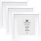YiPinYin 3x 8x8 Inch White Photo Frames Set with Mount 6x6 or 8x8 Display