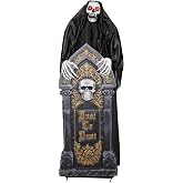 Haunted Hill Farm 4-Ft. Reaper with Tombstone Halloween Animatronic