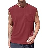 ZIWOCH Mens Sleeveless Tank Tops Workout Cut Off Shirts Muscle Gym T Shirts with Pocket