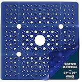 SlipX Solutions 27" Oversize Square Shower Mat, Non-Slip Mat for Elderly & Kids, 100+ Power Grip Suction Cups for Smooth Surfaces, Machine Washable, Navy