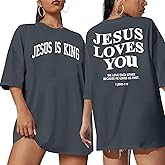 Christian Shirt Women Oversized Jesus Tshirt Jesus Love You Shirts Jesus Faith Tops Bible Verse Inspirational Tee