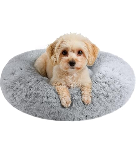 Patas Lague Donut Haustierbett – 61x61 Cm, Kunstfell, Waschbar, In Pink Rainbow