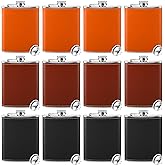 Sieral Leather Hip Whiskey Flask 8 oz Stainless Steel Flask with Funnel and Wine Glasses for Men Women Cocktail Liquor Father's Day Gifts Camping Wedding Party(Light Brown, Dark Brown, Black)