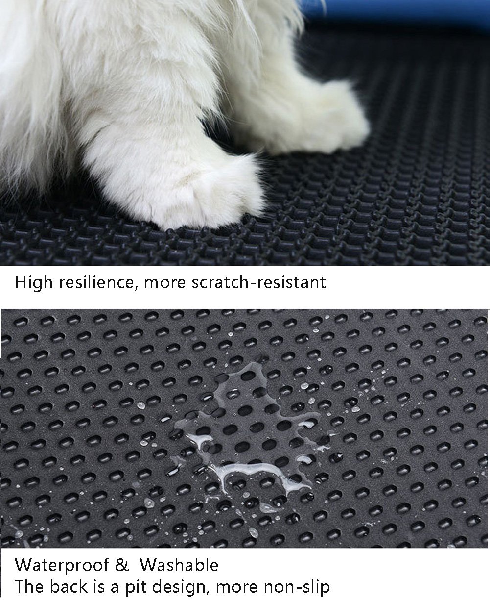 Cat Litter Mat XL Double Layer Honeycomb Cat and Dog Litter Trapper With Waterproof Base Layer ECO-friendly Light Weight EVA Foam Rubber- For Cat Litter Box (26x25in)