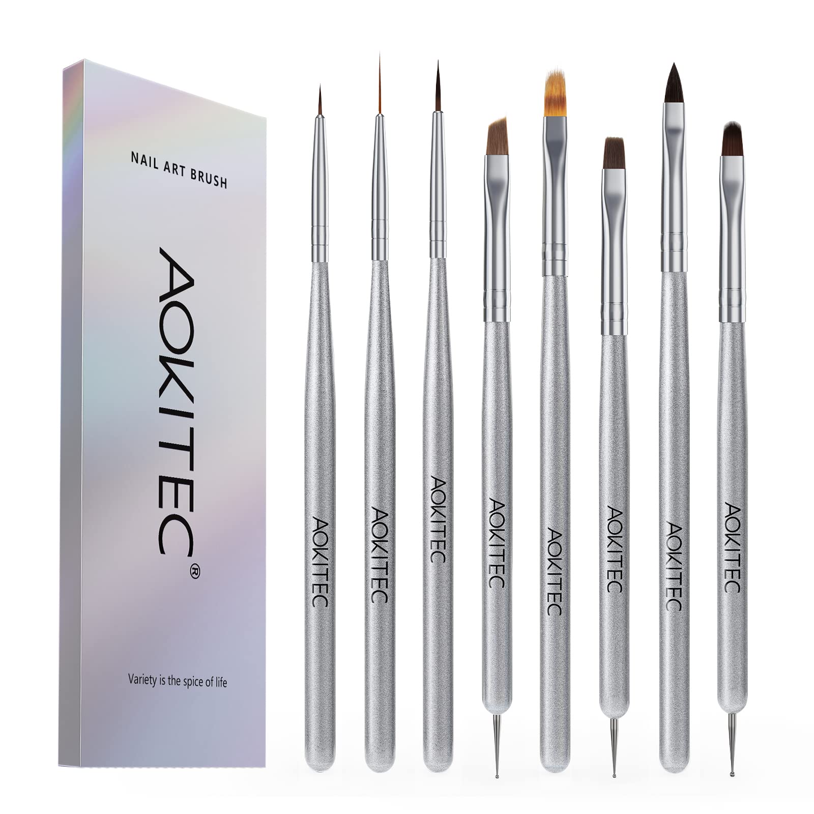 Aokitec Nail Art Brushes Set-8Pcs Nail Art Design Pen Painting Nail Tools for Nail Extension Builder Nail Gel Nail Gel Polish,Nail Brush Dotting Pens Nail Art Kit DIY Manicure at Home Gifts for Women