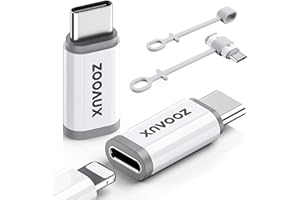 ZOOAUX 2 Pack for Lightning to USB C Adapter, Lightning Female to USB C Male Adapter for iPhone 15,iPad Pro,Type C Devices, Type C Charger Connector, Support Charging &Data Transfer, Not for Audio/OTG/Mic