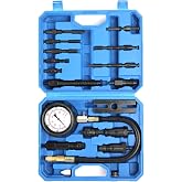 Yonligonju 17pc Diesel Engine Compression Tester Kit, Diesel Compression Tester Cylinder Pressure Gauge for Diesel Cars and Trucks(Blue)