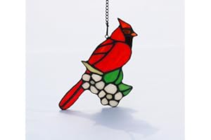BOXCASA Cardinal Bird Gifts Stained Glass Window Hanging,Red Birds Cardinals Decor Suncatcher for Window,Cardinal Memorial Gifts for Loss of Loved One,Cardinal Gifts for Women Mom Grandma Nana