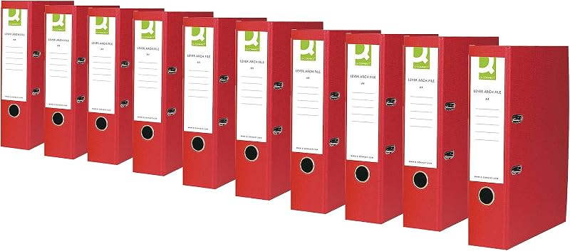 Q-Connect Lever Arch File A4 Red 70mm 10 Pack KF20041