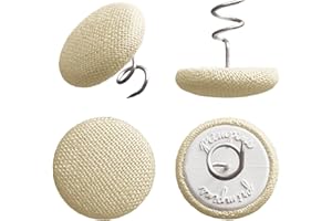 Primpins Long Upholstery Pins - Classic Linen - 20 Colors Available - Fabric Covered Button Twist Pins - Keeps Furniture Covers in Place (Set of 24, Sand)