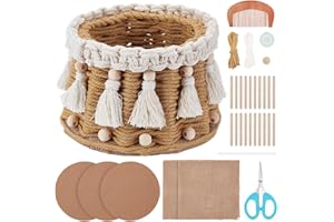 ORIGACH DIY Macrame Basket Making Kit Basket Craft Kit Including Cotton Cord Corrugated Paper Weaving Material Instruction fo